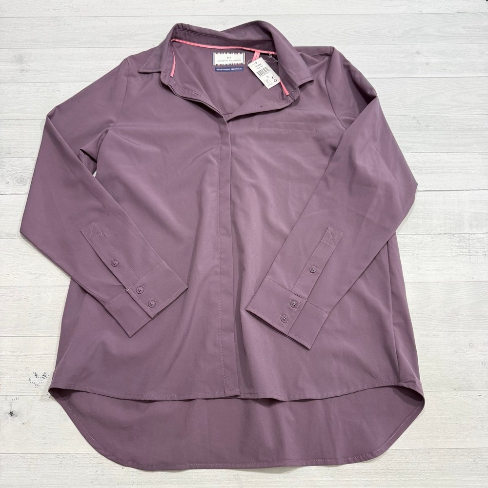 Modern Ambition women's long sleeve button down shirt vintage violet Small NEW